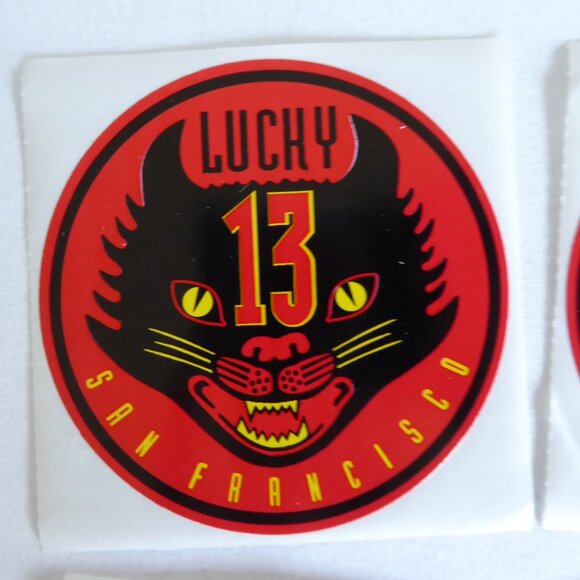 VINTAGE LUCKY 13 BAR SAN FRANCISCO BLACK CAT STICKER DECAL LOT - Picture 2 of 3